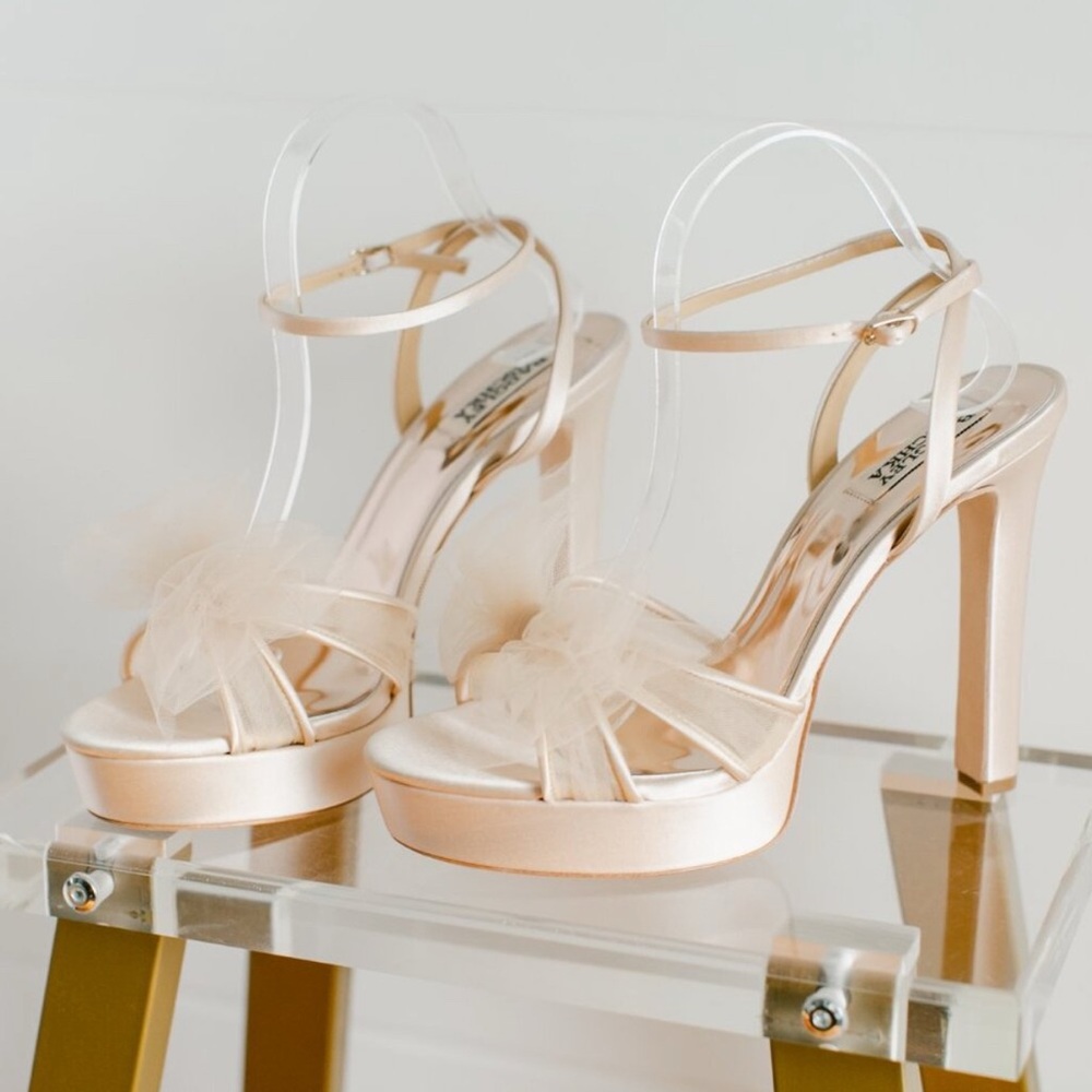 Badgley Mischka Sophie Platform Sandal with Tulle Flower
